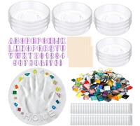Jetec 12 Set Stepping Stone Mold Kit for Mother's Day Gift Creating Stepping Stones Garden Markers Round Concrete, Mosaic Number Letter Mold Tiles Disposable Gloves, No Concrete Mix(Four Size)