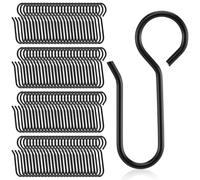 Jetec 120 Pcs Metal Curtain Track Hooks S Shaped Small Curtain Metal Drape Wire Hooks for Ceiling Drape Track (Black)