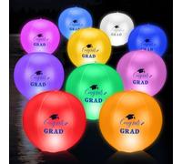 Jetec 2 Pack Graduation Solar Floating Pool Lights Solar Powered Color Changing 14 Inch Congrats Grad Inflatable Ball for Class of 2026 Swimming Pool Graduation Party Supplies Favors (Black Gold)