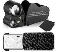 Jetec 2 Pcs Jewelers Loupe 30X 60X 90X Magnifying Glass with LED,Black