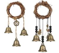 Jetec 2 Pieces Witch Bells for Door Knob for Protection Wind Chimes Door Hanger Wreath Handmade Hanging Witch Bells Magic Witchcraft Wicca Supplies for Home Protection Witchcraft Bell Decor(Classic)