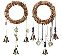 Jetec 2 Pieces Witch Bells for Door Knob Protection Knob Hanger Wiccan Wind Chimes Witchy Things Clear Negative Energy Attracts Positive Witchcraft Wicca Supplies for Boho Home Room Decor