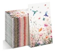 Jetec 200 Count Wildflowers and Hummingbirds Paper Napkins Disposable Hand Towels for Guest Cocktail Bathroom Paper Napkins Birthday Party Dinner Supplies Wedding Baby Shower Decor