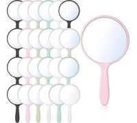 Jetec 25 Pcs Small Handheld Mirror with Handle, 3.94" L x 2.17" W, Mini Portable Round Mirror Bulk for Kids Classroom Travel Makeup Daily Gifts DIY Gifts Crafts(White, Pink, Black, Blue, Green)