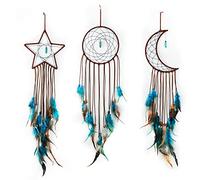 Jetec 3 Pcs Dream Catcher Moon Sun Star Design Handmade Traditional Design Craft Ornament Wall Art Hanging Home Decoration Bedroom Wedding(Classic Style,Dark Blue)