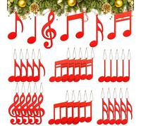 Jetec 36 Pcs Christmas Music Note Ornaments for Tree Treble Clef Wooden Christmas Vintage Musical Notes Decorative Hanging Music Ornament for Xmas Tree Decor(Red)