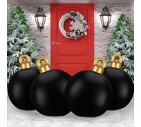 Jetec 4 Pcs 32 Inch Giant Christmas PVC Inflatable Decorated Ball Inflatable Christmas Ornaments Ball Large Outdoor Blow up Xmas Tree Ornaments for Xmas Porch Lawn Yard (Black)