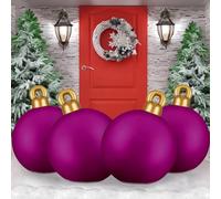 Jetec 4 Pcs 32 Inch Giant Christmas PVC Inflatable Decorated Ball Inflatable Christmas Ornaments Ball Large Outdoor Blow up Xmas Tree Ornaments for Xmas Porch Lawn Yard(Purple)