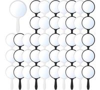 Jetec 50 Pcs Handheld Mirror with Handle, 3.94" L x 2.17" W, Small Portable Round Mirror Bulk for Kids Classroom Travel Makeup Camping Daily DIY Gift Valentine's Day Easter Crafts (Black, White)