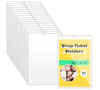 Jetec 50 Pcs Vinyl Shop Ticket Holders Both Sides Clear 6 x 9 Inches Dry Erase Pocket Sleeves Work Order Plastic Sleeves Job Ticket Holders for Home Office School Box Posting Signs, WIL-Jetec-758