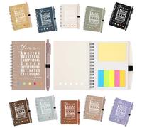 Jetec 50 Sets Back to School Gifts Bulk Inspirational Spiral Notebook with Pens and Sticky Notes Pen Holder Employee Appreciation Gifts for Teacher Student Nurse Coworker Staff (Morandi Earth)