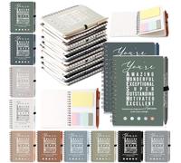 Jetec 50 Sets Back to School Gifts Bulk Inspirational Spiral Notebook with Pens and Sticky Notes Pen Holder Employee Appreciation Gifts for Teacher Student Nurse Coworker Staff (Morandi)