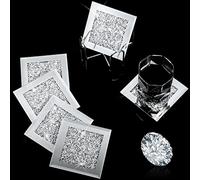 Jetec 6 Pcs Crushed Diamond Glass Coaster Set with Holder,Silver | Crystal Mirrored Design, for Housewarming Gifts, Home Kitchen Bar Table, Coffee Tea Wine Glass Use