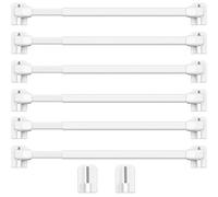 Jetec 6 Pieces Adjustable Plastic Net Curtain Rod 15.7-27.5 Inch Self Adhesive Shower Curtain Rods for Window Cupboard Bars Tension Drill Less Accessories for Home Bathroom Hotel (White)