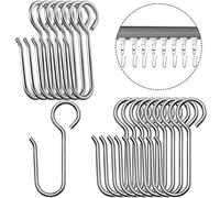 Jetec 60 Pcs Metal Curtain Track Hooks S Shaped Small Curtain Metal Drape Wire Hooks for Ceiling Drape Track (Silver)