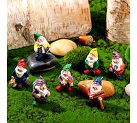 Jetec 7 Pieces Gnomes Fairy Resin Statues Miniature Garden Mini Gnome Statue for Table and Garden Decoration for Holiday Festival Decoration, Relatives Friends