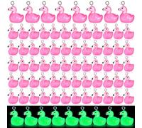 Jetec 80pcs Mini Resin Flamingo Ducks Charms, Glow in The Dark Flamingo Tiny Ducks, Cute Hot Pink Figurines Ornament Pendants for DIY Bracelet Necklace Jewelry Making Party Supplies