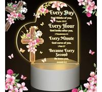 Jetec Acrylic Night Light Christian Gift for Women Inspirational Religious Gift LED Night Light Bible Verse Decor for Wedding Birthday Church with Warm Color Lamp Base(Every Day)