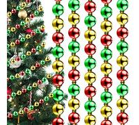 Jetec Christmas Candy Beaded Garland - Multi Color Glitter Beads (40 ft, Red, Green, Gold) for Fireplace & Tree Decorations