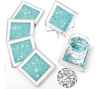 Jetec Crushed Diamond Home Decoration Glass Coaster Set of 6 with 1 Holder, Crystal Mirrored Diamond Coasters Housewarming Gifts for Home Kitchen Bar Table(Mint Green)