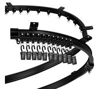 Jetec Curved Ceiling Curtain Track Bendable Mount for Curtain Rail Bunk Bed Bay Window Room Divider Flexible Straight (Black,8 m/ 26 ft)