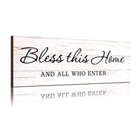Jetec Farmhouse Bible Verse Scripture Wall Signs, Bless This Home and All Who Enter Wooden Plaque Decor for Church Home Christian Wall Art Decor