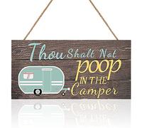 Jetec Funny Camper Decor Rv Accessories for Inside Bathroom Wall Art Thou Shalt Not Poop in the Camper Rustic Wooden Hanging Sign Travel Trailer Must Haves Gifts for Men and Women 11.8 x 5.9 in