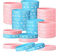 Jetec Gender Reveal Bracelets, Team Boy Silicone Wristbands and Team Girl Rubber Bracelets for Gender Reveal Ideas Party Supplies Decorations