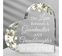 Jetec Grandma Gift Grandma Birthday Gift Acrylic Heart Shape Butterfly Shape Grandmother Sign from Granddaughter Grandson Thoughtful Mother's Day Christmas Ideas(Granddaughter)