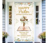 Jetec Happy Pastor Appreciation Day Door Cover Decoration We Appreciate Thank You Pastor Backdrop Banner Church Anniversary Event Decor Christian Prayer Cross Clergy Dove Gifts