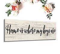 Jetec Home Is Where My Boys Are Wood Sign Rustic Farmhouse Decor,Gray