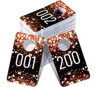 Jetec Live Plastic Number Tags Consecutive Live Number Tag, Reusable Normal and Reversed Mirrored Image Number Tags for Live, Hanger Cards for Clothes (Champagne Gold, 200)