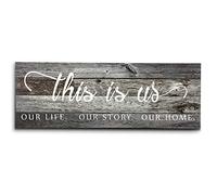 Jetec This Is Us Wall Sign Wooden Family Wall Plaques Inspiration Sign Farmhouse Entryway Rustic Plaques Art with Quotes for Living Room Bedroom Christmas Decorations(Gray)