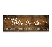 Jetec This Is Us Wall Sign Wooden Family Wall Plaques Inspiration Sign Farmhouse Entryway Rustic Plaques Art with Quotes for Living Room Bedroom Christmas Decorations(Wood Color)