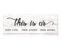 Jetec This Is Us Wall Sign Wooden Family Wall Plaques Inspiration Sign Farmhouse Entryway Rustic Plaques Art with Quotes for Living Room Bedroom Christmas Decorations(Antique White)