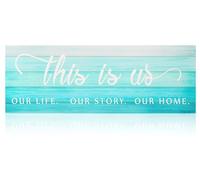 Jetec This Is Us Wooden Wall Sign Family Wall Plaques Inspiration Sign Farmhouse Entryway Rustic Plaques Art with Quotes for Living Room Bedroom Christmas Decorations(Ocean Color)