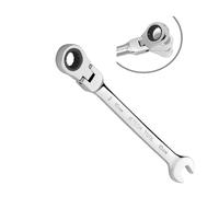 Jetech 10mm Flexible Head Gear Wrench, Industrial Grade Flex Ratcheting Spanner Made with Forged, Heat-Treated Cr-V Alloy Steel, Full Polished 12 Point Flex-Head Ratchet Combination Wrench, Metric