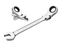 Jetech 17mm Flexible Head Gear Wrench, Industrial Grade Ratcheting Combination Spanner, Forged, Heat-Treated Cr-V Alloy Steel, Full Polished 12 Point,Metric