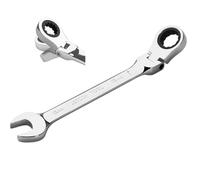 Jetech 18mm Flexible Head Gear Wrench, Industrial Grade Ratcheting Combination Spanner, Forged, Heat-Treated Cr-V Alloy Steel, Full Polished 12 Point,Metric