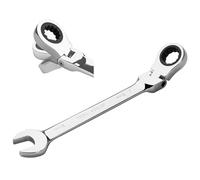 Jetech 21mm Flexible Head Gear Wrench, Industrial Grade Flex Ratcheting Spanner Made with Forged, Heat-Treated Cr-V Alloy Steel, Full Polished 12 Point Flex-Head Ratchet Combination Wrench, Metric