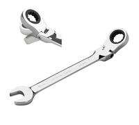 Jetech 22mm Flexible Head Gear Wrench, Industrial Grade Ratcheting Combination Spanner, Forged, Heat-Treated Cr-V Alloy Steel, Full Polished 12 Point,Metric