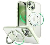 JETech 360 Degree Rotatable Ring Case for iPhone 15 6.1-Inch Compatible with MagSafe, Slim Shockproof Phone Cover with Stand & Ring Holder (Green)