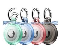 JETech 4 Pack Waterproof Case for AirTag 2nd/1st Generation (2026/2021) with Keychain, Full Body Anti-Scratch Air Tag Keyring Holder Cover for Kids (Black/Green/Pink/Blue)