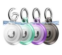 JETech 4 Pack Waterproof Case for AirTag 2nd/1st Generation (2026/2021) with Keychain, Full Body Anti-Scratch Air Tag Keyring Holder Cover for Kids (Black/Clear/Green/Purple)