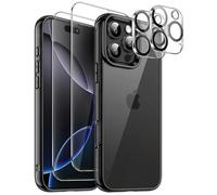 JETech 5 in 1 Case for iPhone 16 Pro 6.3-Inch with 2 Pack Each Tempered Glass Screen Protectors and Camera Lens Protectors, Non-Yellowing Shockproof Bumper Phone Cover (Black)