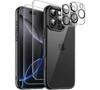 JETech 5 in 1 Case for iPhone 16 Pro Max 6.9-Inch with 2 Pack Each Tempered Glass Screen Protectors and Camera Lens Protectors, Non-Yellowing Shockproof Bumper Phone Cover (Black)