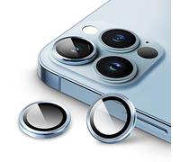 JETech Camera Lens Protector for iPhone 13 Pro 6.1-Inch and iPhone 13 Pro Max 6.7-Inch, 9H Tempered Glass Metal Individual Ring Cover, HD Clear, 1 Set (Sierra Blue)