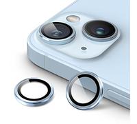 JETech Camera Lens Protector for iPhone 14 6.1-Inch and iPhone 14 Plus 6.7-Inch, 9H Tempered Glass Metal Individual Ring Cover, HD Clear, 1 Set (Blue)