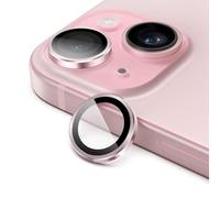 JETech Camera Lens Protector for iPhone 15 6.1-Inch and iPhone 15 Plus 6.7-Inch, 9H Tempered Glass Metal Individual Ring Cover, HD Clear, 1 Set (Pink)