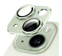 JETech Camera Lens Protector for iPhone 15 6.1-Inch and iPhone 15 Plus 6.7-Inch, Full Coverage 9H Tempered Glass Ring Cover, Matte Metal Plate, Case Friendly, 1-Pack (Green)